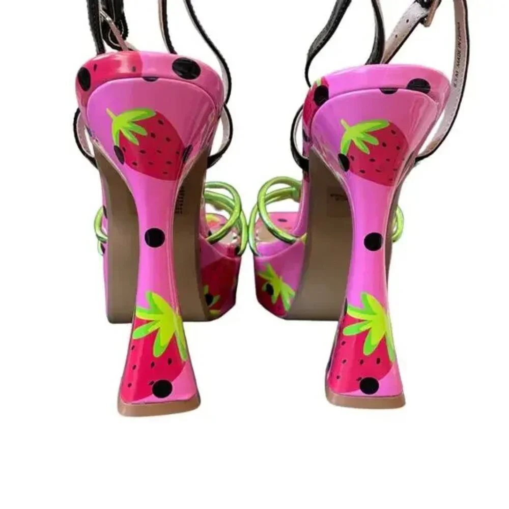 Betsy Johnson Leather Tiky Platform Heel Sandals - Picture 7 of 8